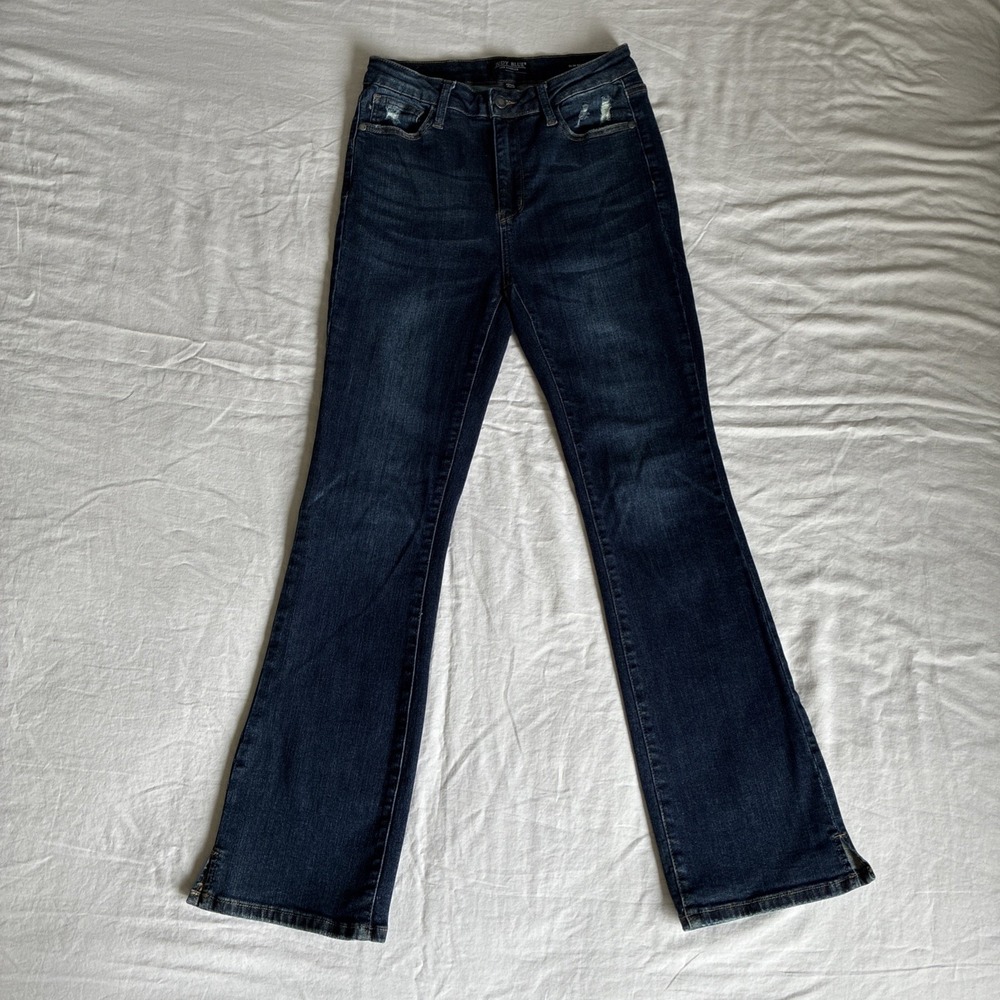 Judy Blue Jeans Womens 9/29 Dark Denim Pants Boot Cut Flare High Rise Stretch